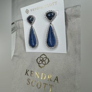 Kendra Scott Payton Silver Drop Earrings in Blue Dumortierite NWT